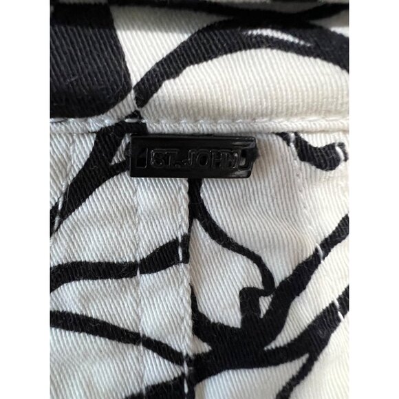 St. John Sport Black & White Floral Zip-Up Jacket Womens P Cotton Blend - Picture 5 of 9